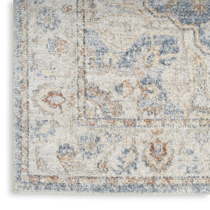 12 Denim Blue Oriental Power Loom Washable Runner Rug Image 1