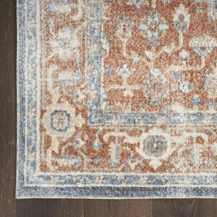 12 Denim Blue Oriental Power Loom Distressed Washable Runner Rug Image 4