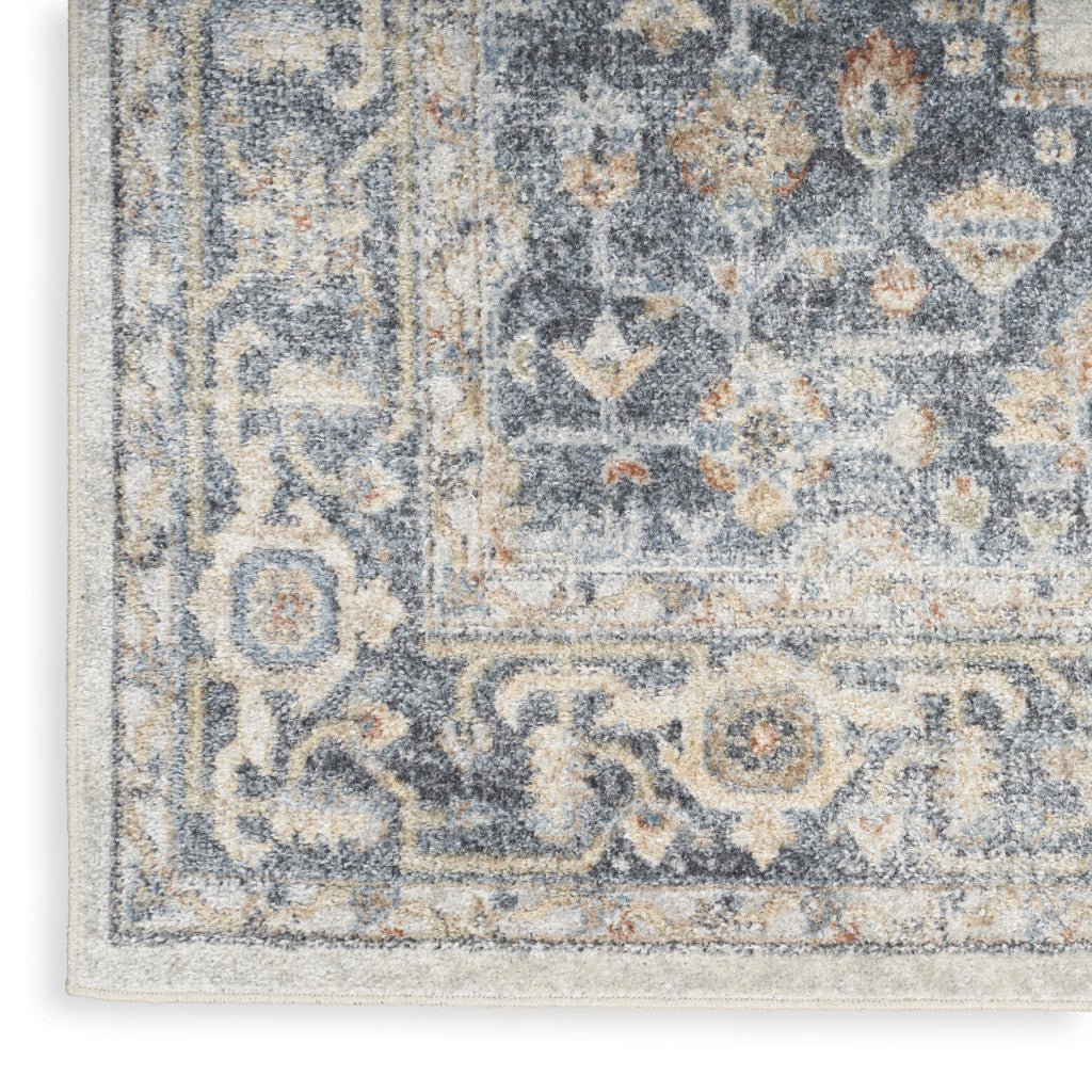 12 Gray Oriental Power Loom Distressed Washable Runner Rug Image 1