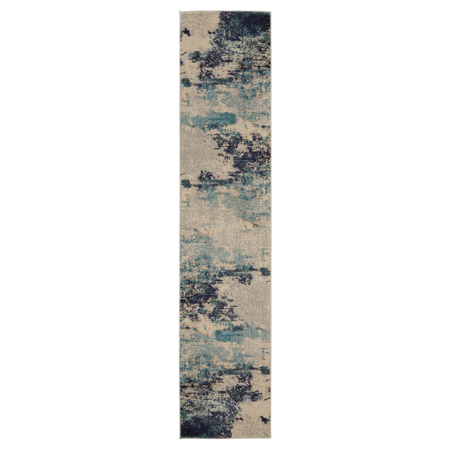 12 Ivory Abstract Power Loom Runner Rug Image 1