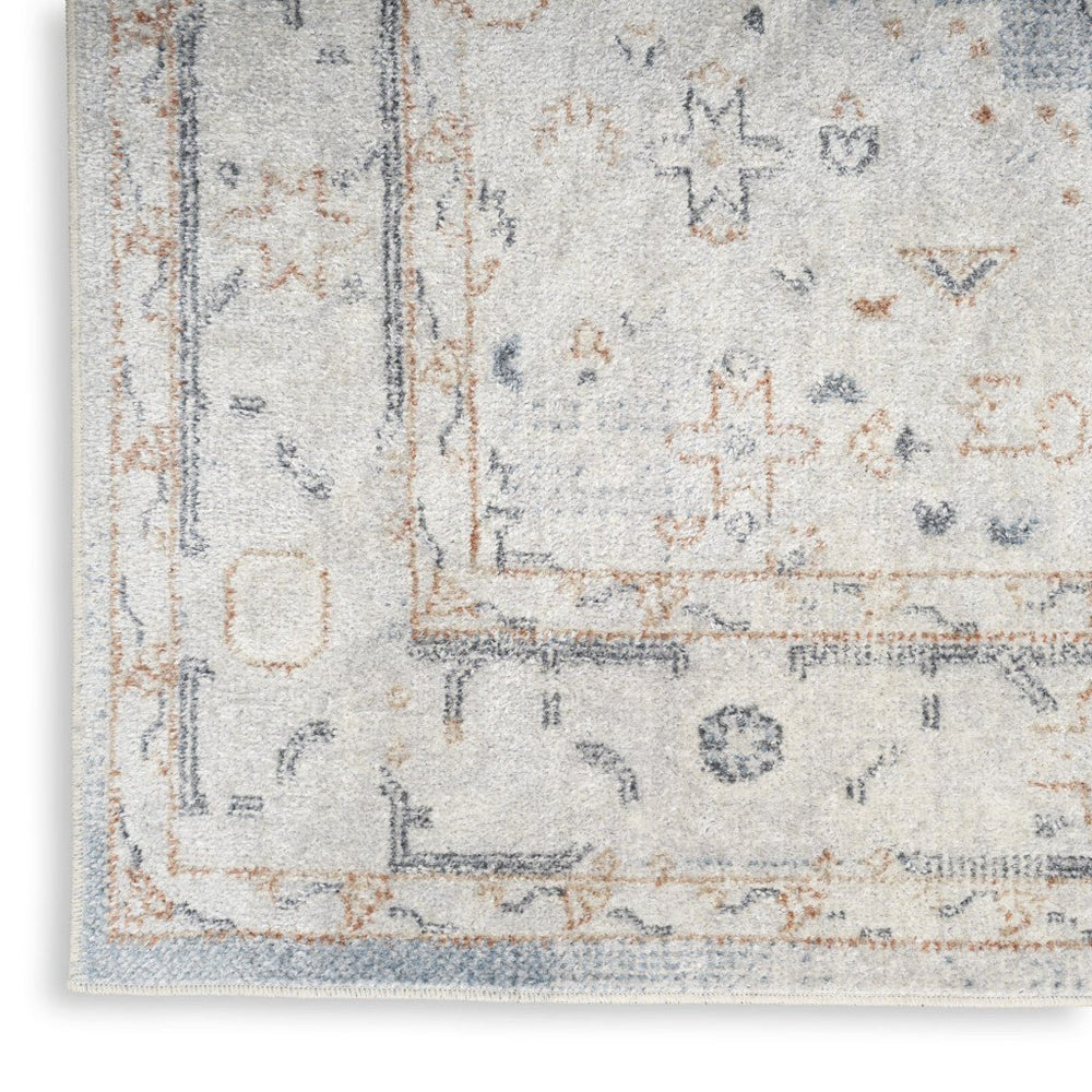 12 Light Blue Oriental Power Loom Distressed Washable Runner Rug Image 2