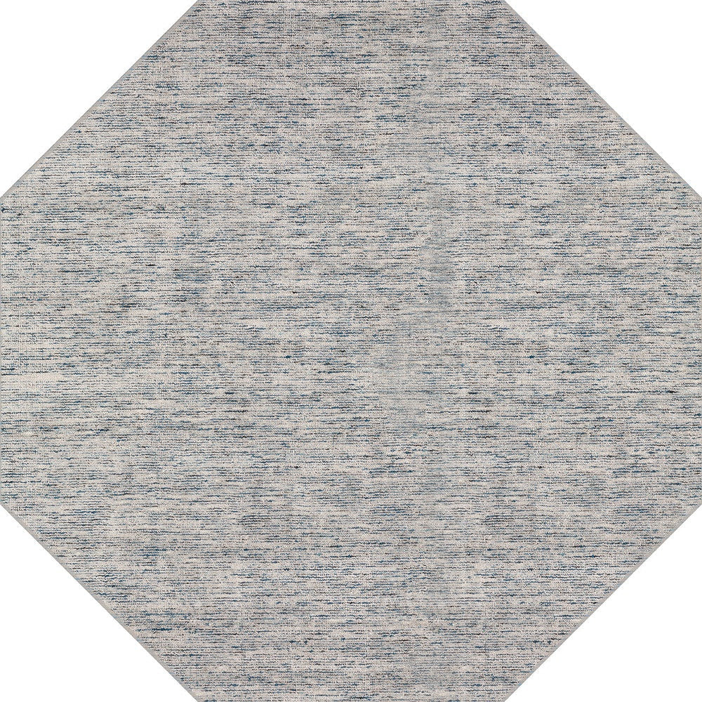 12 Octagon Blue and Ivory Octagon Wool Hand Loomed Area Rug Image 2