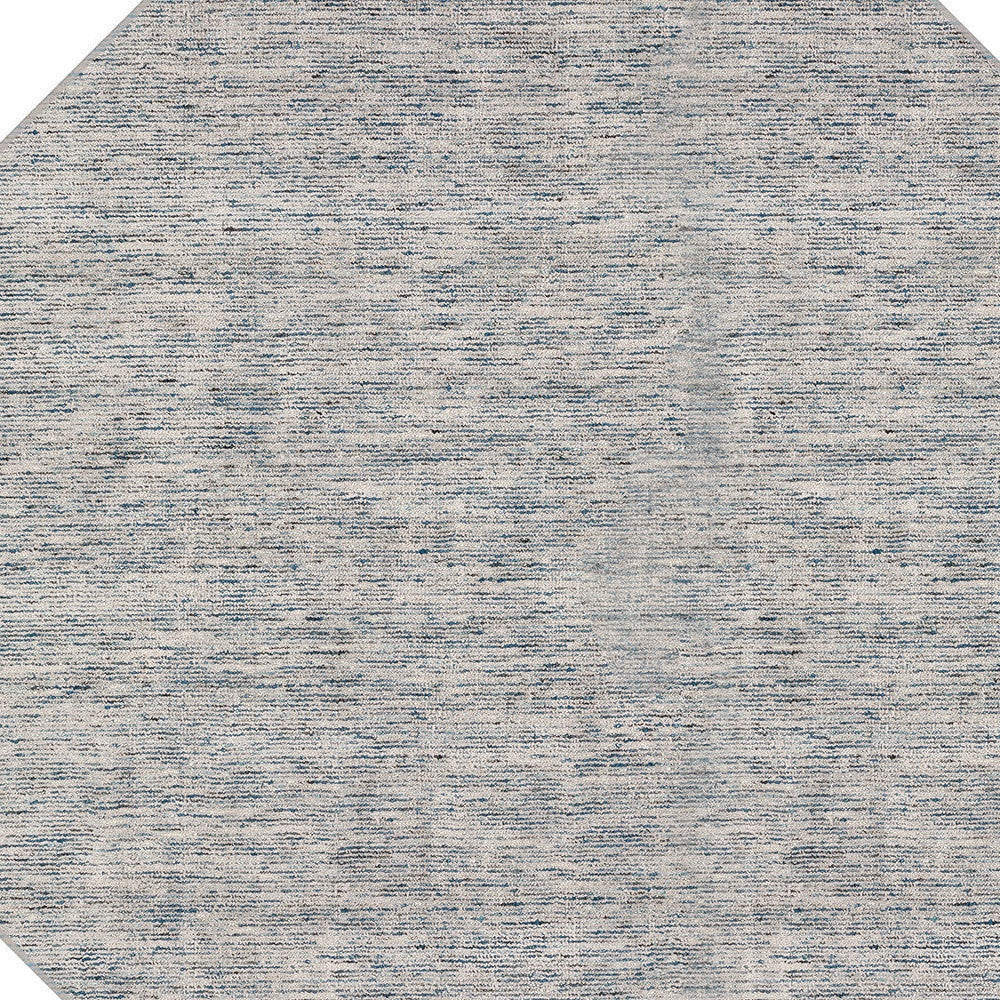 12 Octagon Blue and Ivory Octagon Wool Hand Loomed Area Rug Image 4