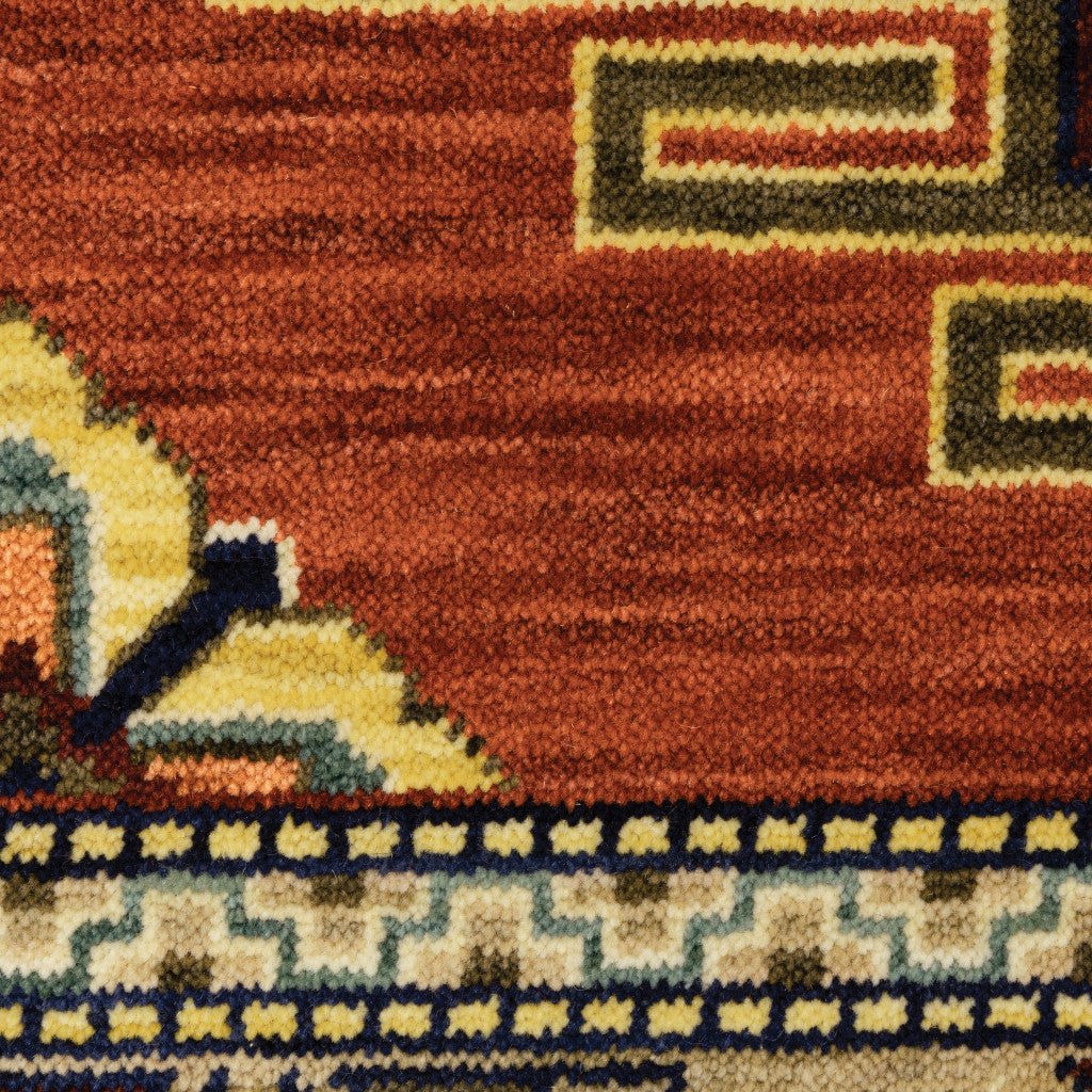 12 Red Gold Blue Brown Oriental Power Loom Runner Rug With Fringe Image 4