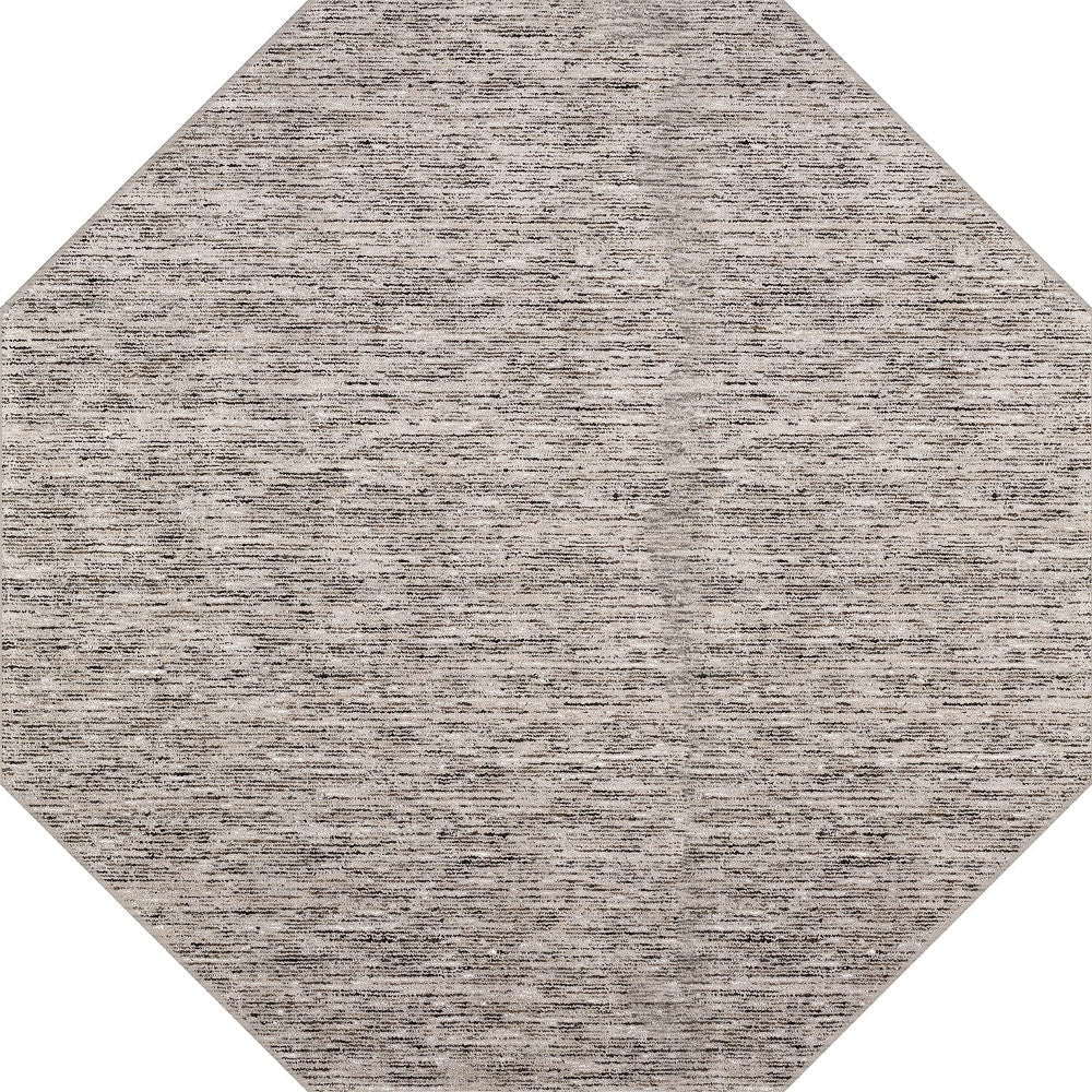 10 Beige and Black Octagon Wool Hand Loomed Area Rug Image 2