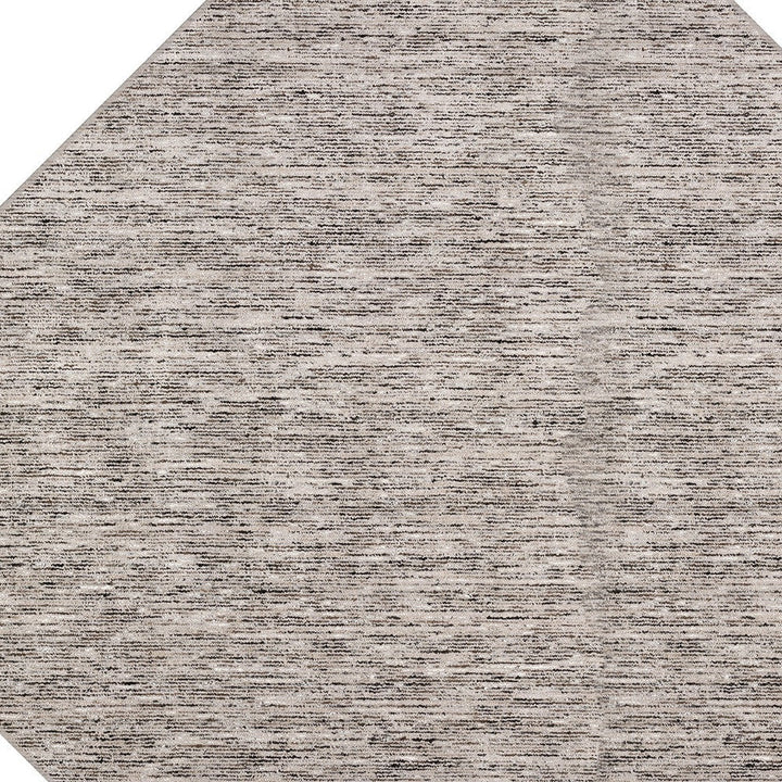 10 Beige and Black Octagon Wool Hand Loomed Area Rug Image 4