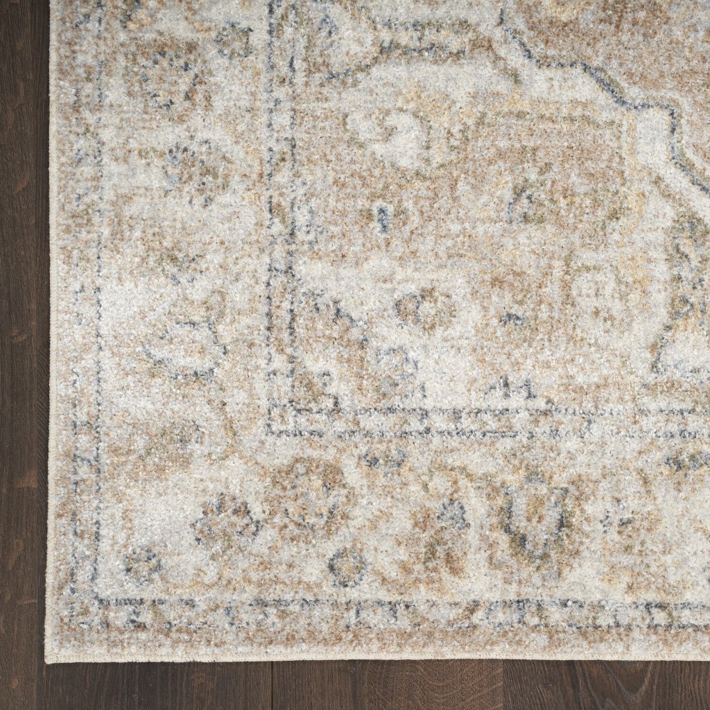 10 Beige Oriental Power Loom Washable Runner Rug Image 4