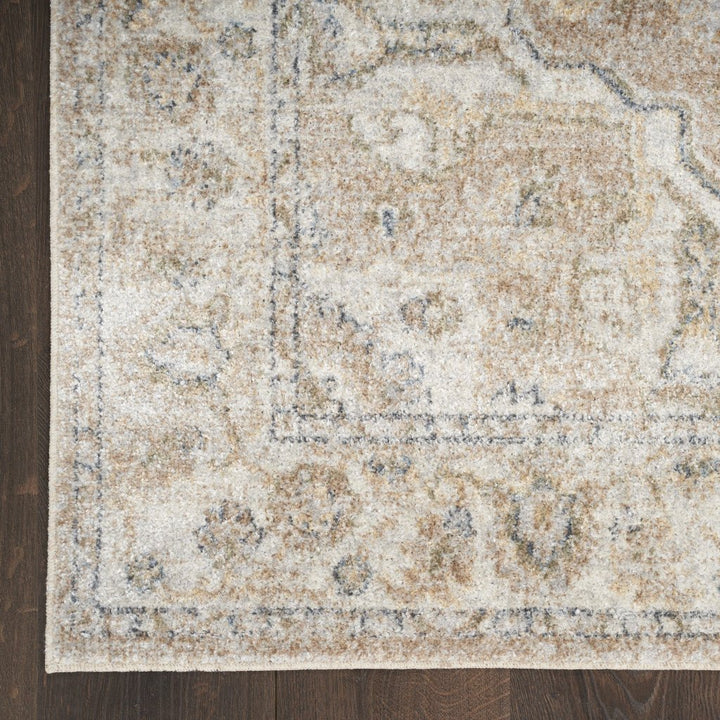 10 Beige Oriental Power Loom Washable Runner Rug Image 4