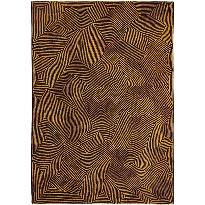 10 Black and Gold Abstract Non Skid Area Rug Image 2