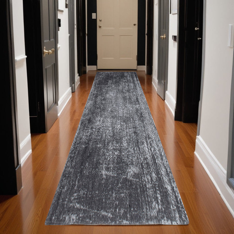 10 Black and Gray Chevron Non Skid Area Rug Image 1