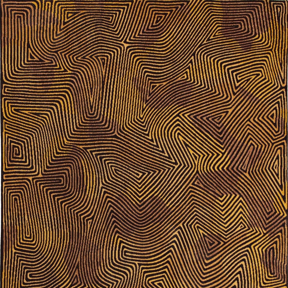 10 Black and Gold Abstract Non Skid Area Rug Image 6