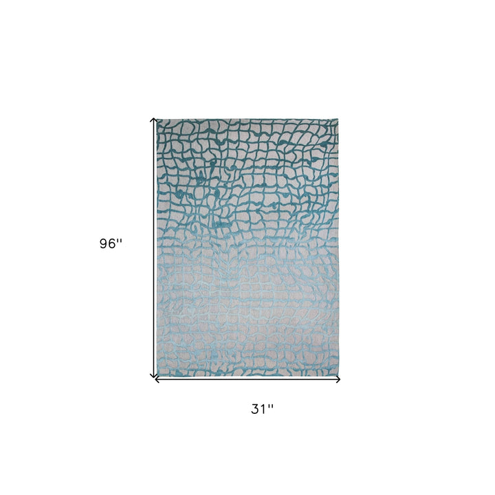 10 Blue and Gray Abstract Non Skid Area Rug Image 3