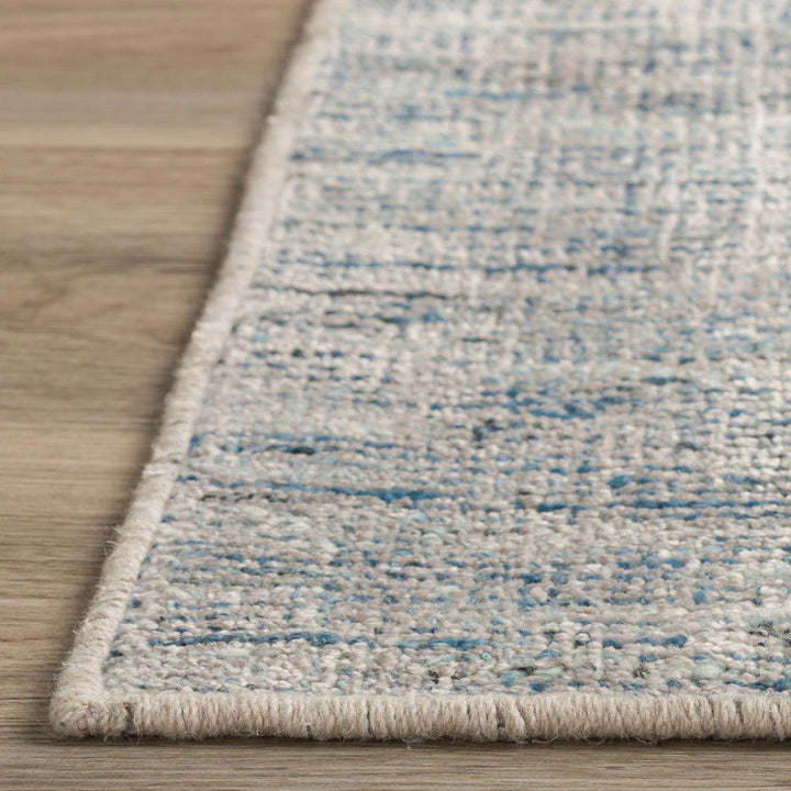 10 Blue and Ivory Octagon Wool Hand Loomed Area Rug Image 10