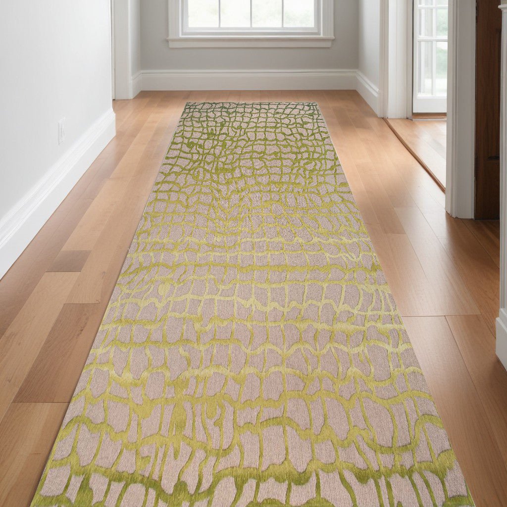 10 Gray and Green Abstract Non Skid Area Rug Image 1