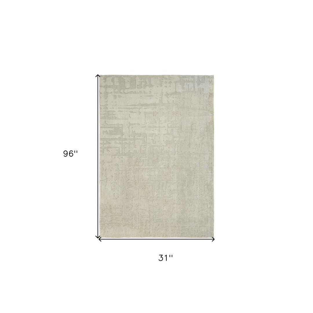 10 Gray and Beige Abstract Non Skid Area Rug Image 3