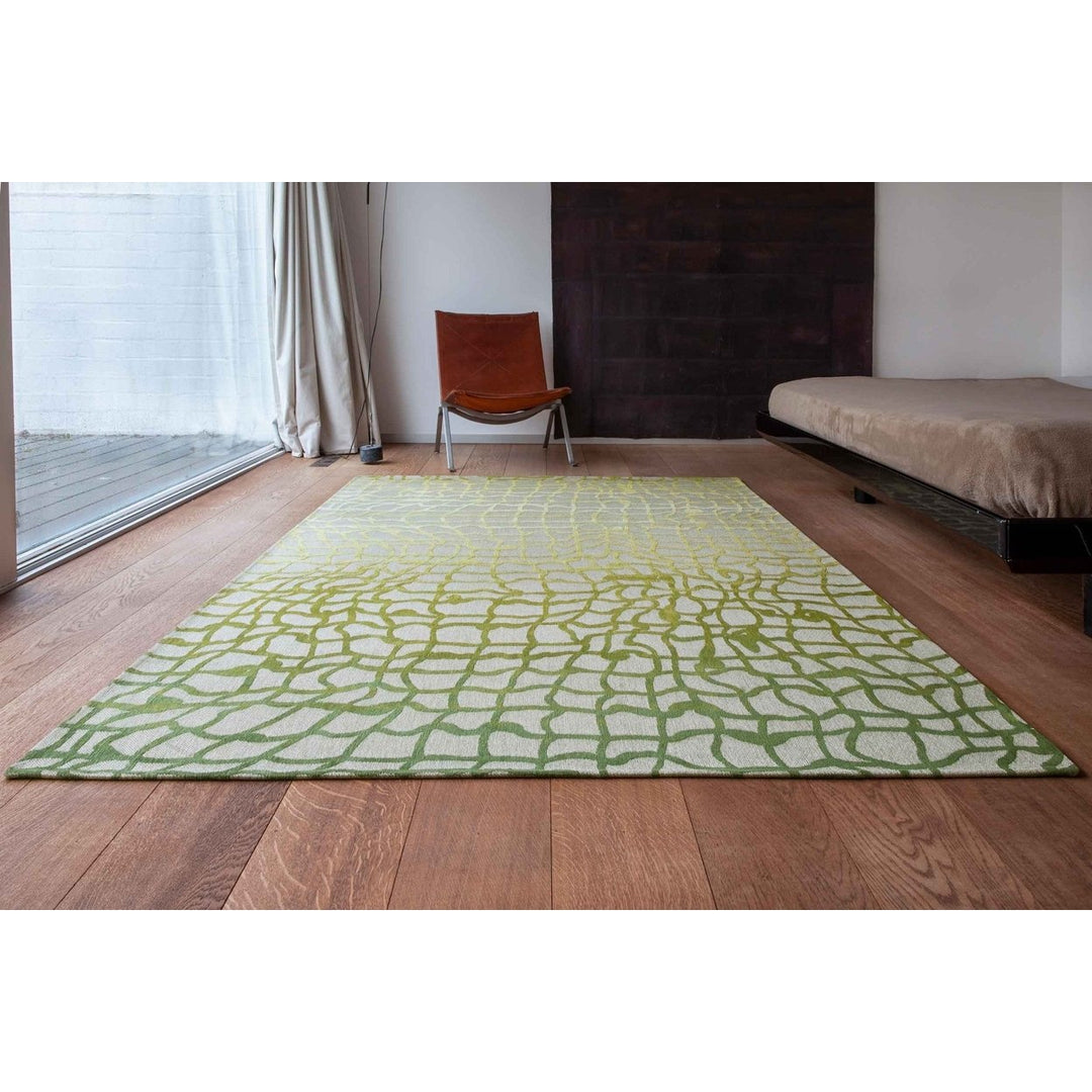 10 Gray and Green Abstract Non Skid Area Rug Image 8