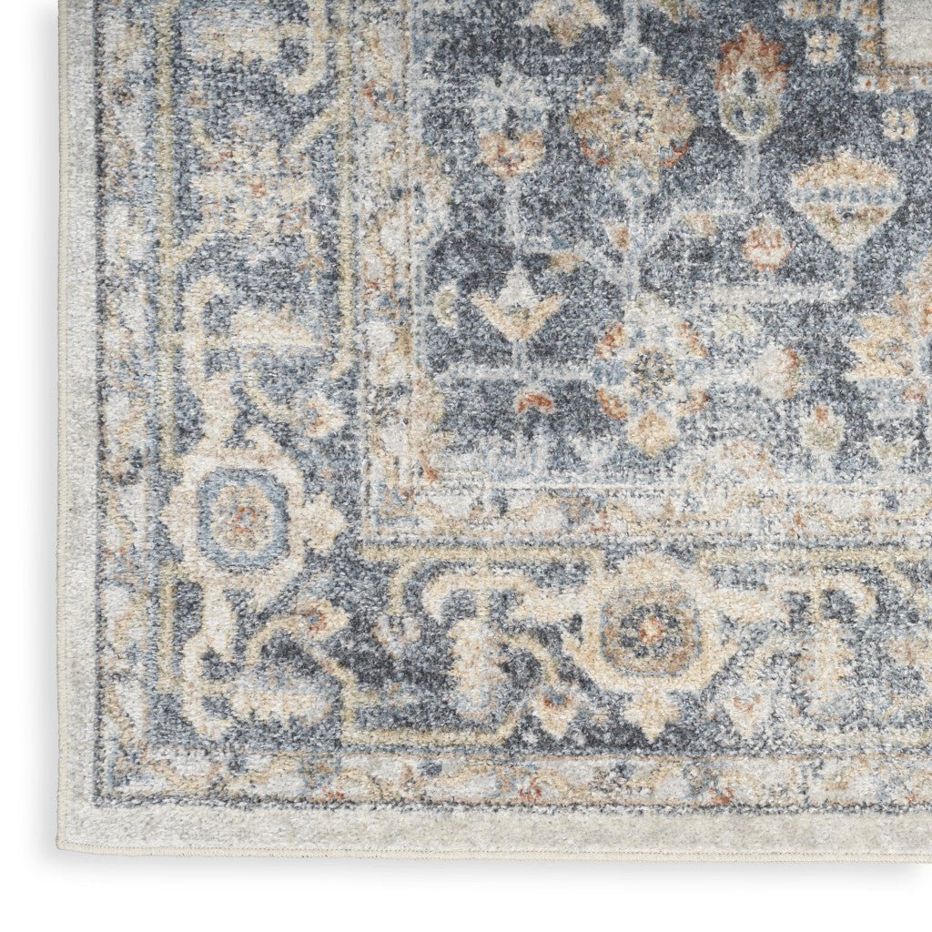 10 Gray Oriental Power Loom Distressed Washable Runner Rug Image 1