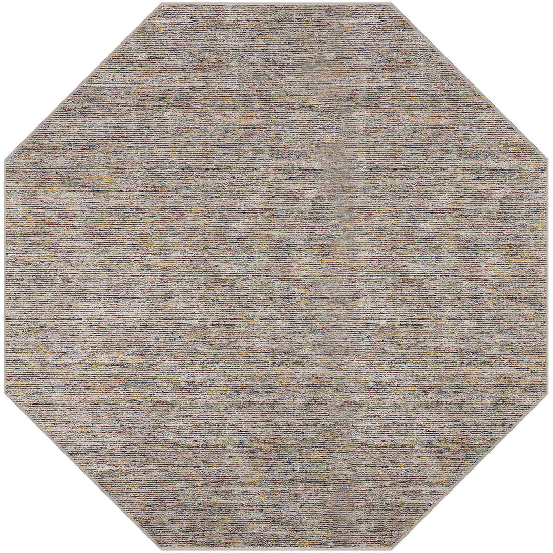 10 Gray and Yellow Octagon Wool Hand Loomed Area Rug Image 2