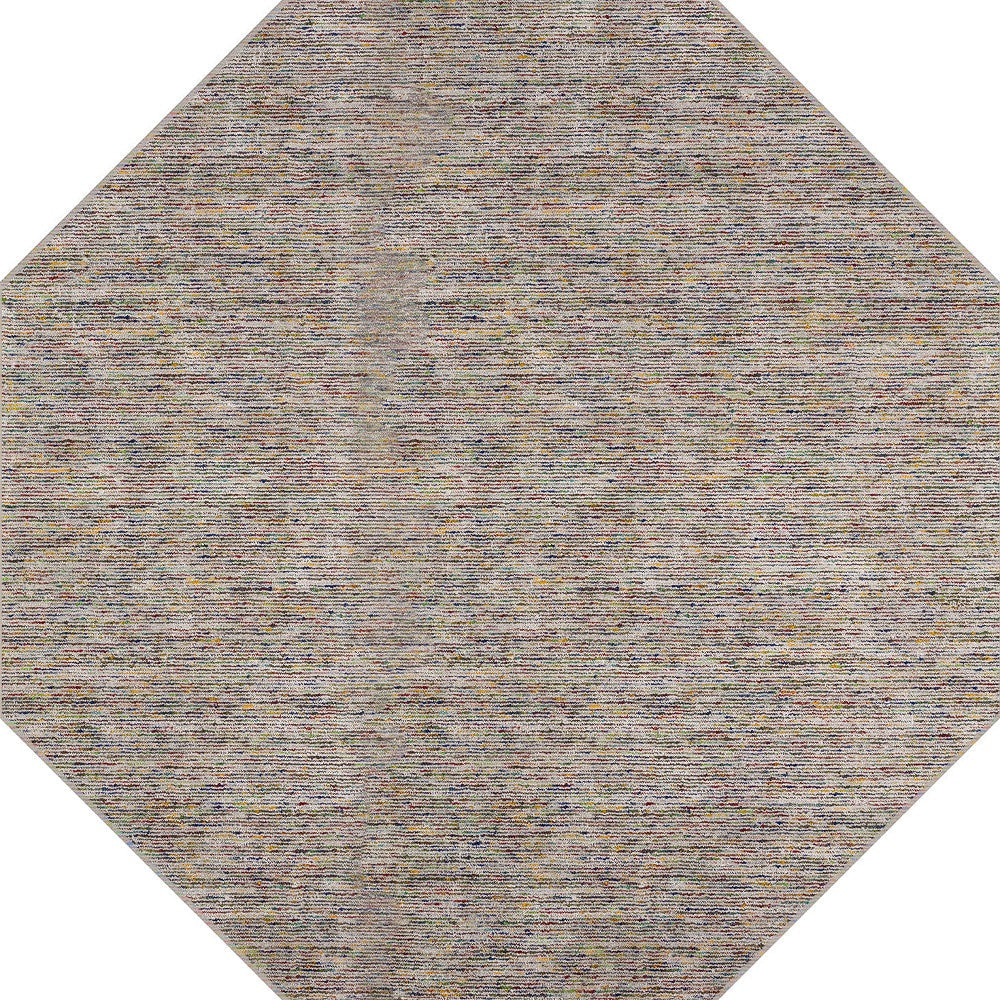 10 Gray and Yellow Octagon Wool Hand Loomed Area Rug Image 4