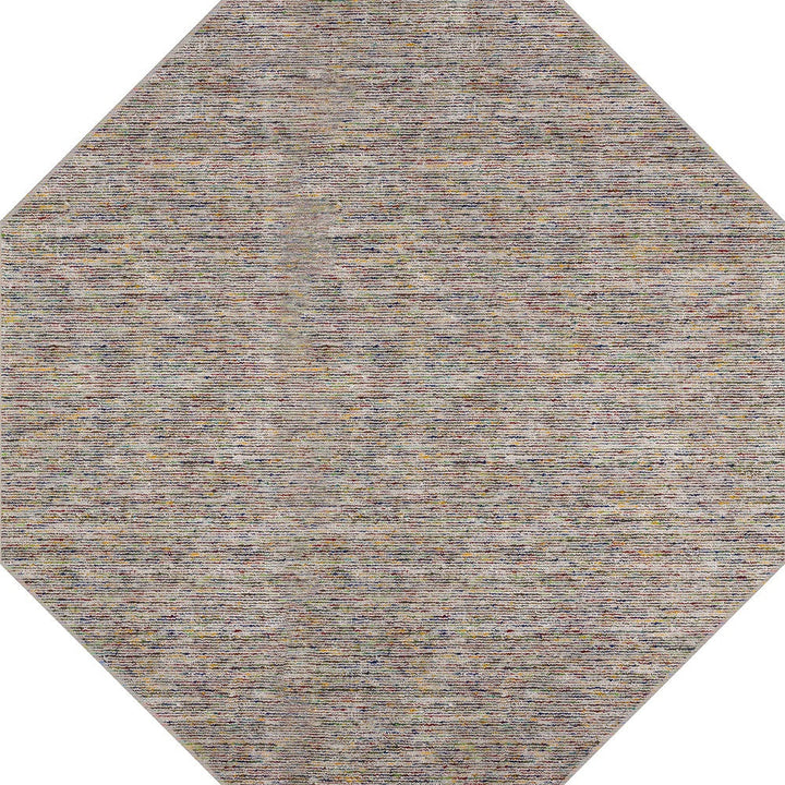 10 Gray and Yellow Octagon Wool Hand Loomed Area Rug Image 4