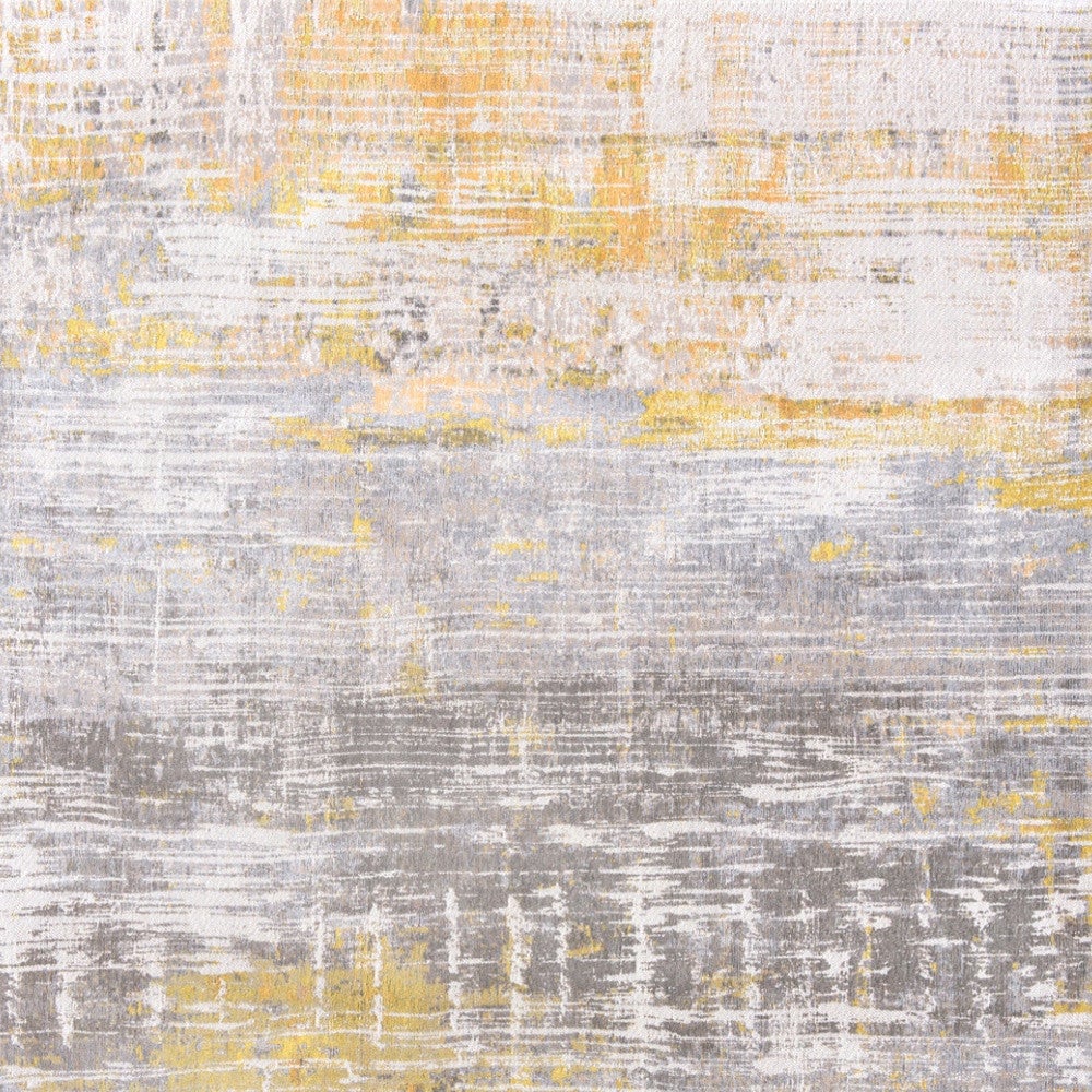 10 Gray and Yellow Abstract Non Skid Area Rug Image 6