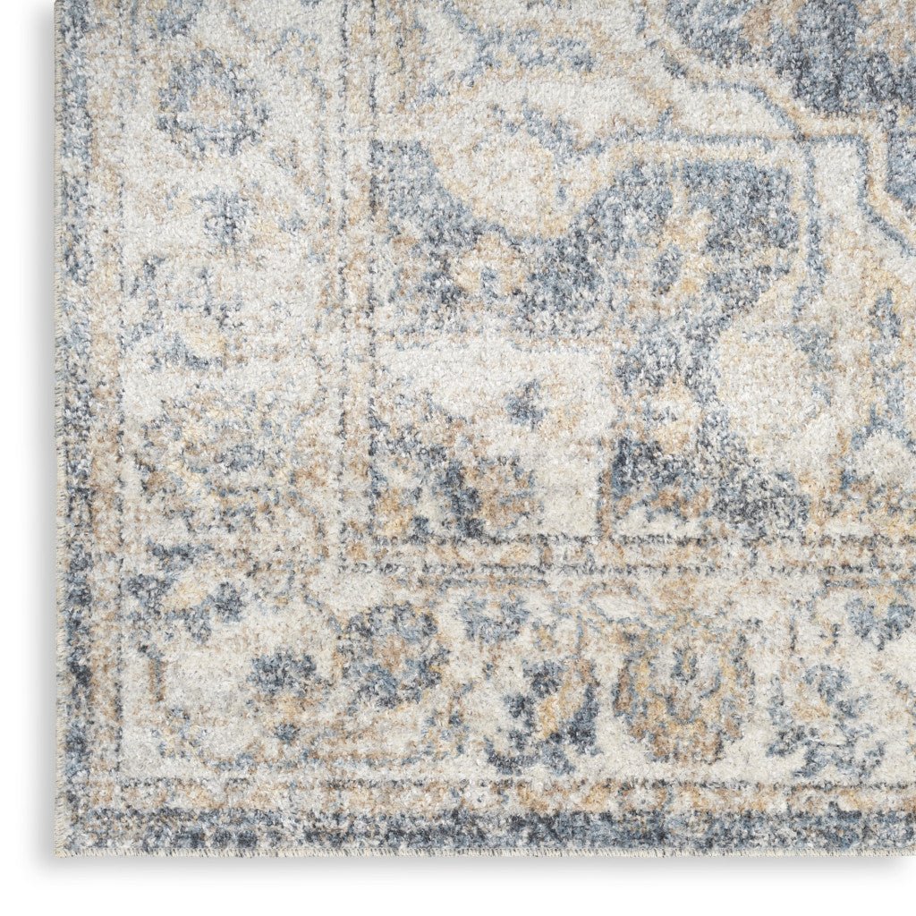 10 Gray Oriental Power Loom Washable Runner Rug Image 3