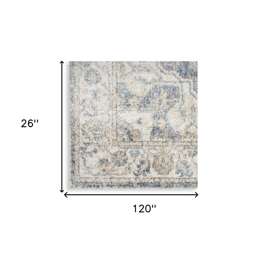 10 Gray Oriental Power Loom Washable Runner Rug Image 7