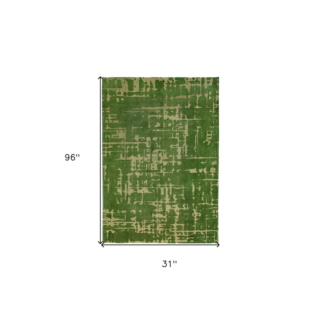 10 Green Abstract Non Skid Area Rug Image 3