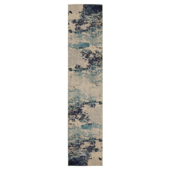 10 Ivory Abstract Power Loom Runner Rug Image 1