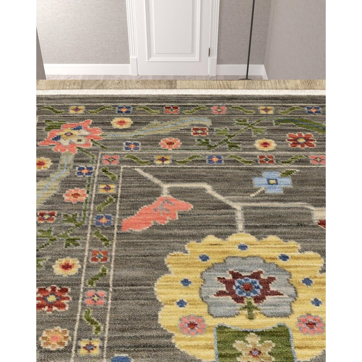 2 X 10 Charcoal Oriental Power Loom Runner Rug With Fringe Image 3