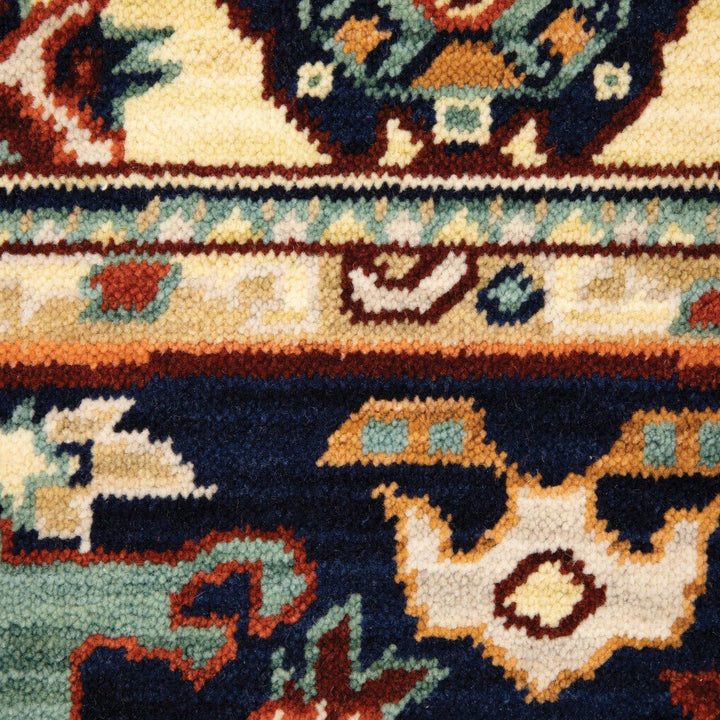 2 X 10 Blue And Red Oriental Power Loom Runner Rug With Fringe Image 4