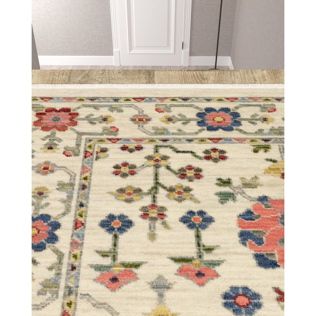 2 X 10 Orange And Ivory Oriental Power Loom Runner Rug With Fringe Image 3