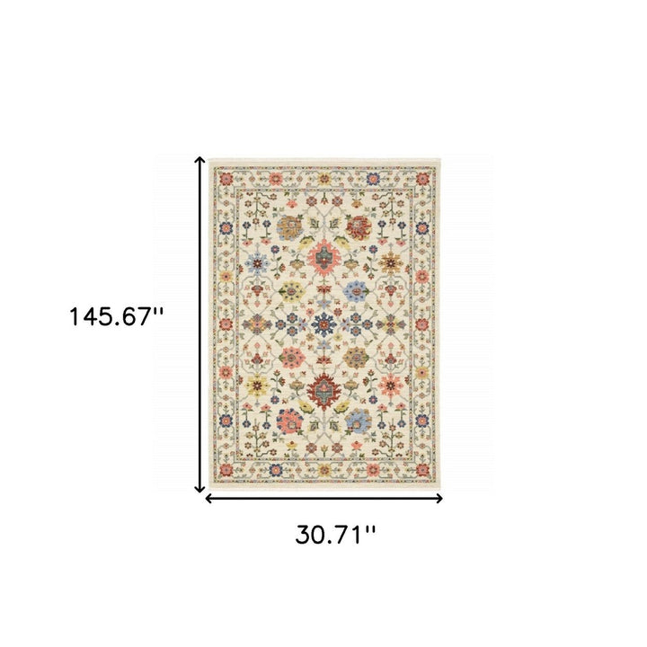 2 X 10 Orange And Ivory Oriental Power Loom Runner Rug With Fringe Image 8