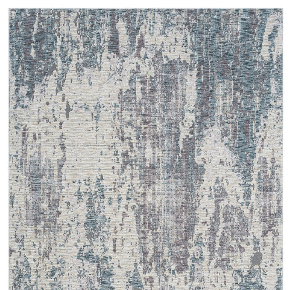 8 Runner Gray and Ivory Abstract Runner Rug Image 2