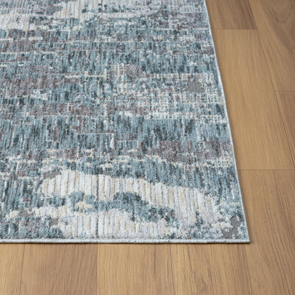 8 Runner Gray and Ivory Abstract Runner Rug Image 6