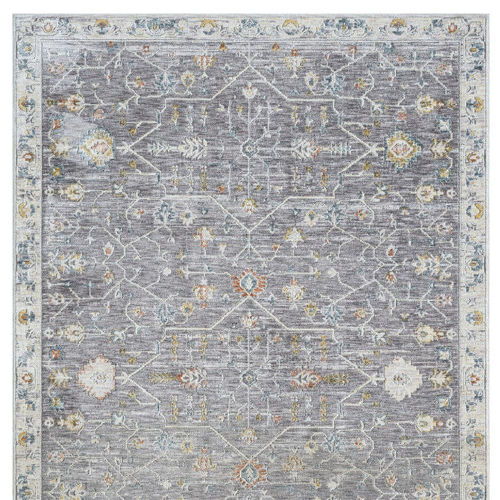 2 x 3 Gray and Ivory Floral Area Rug Image 2