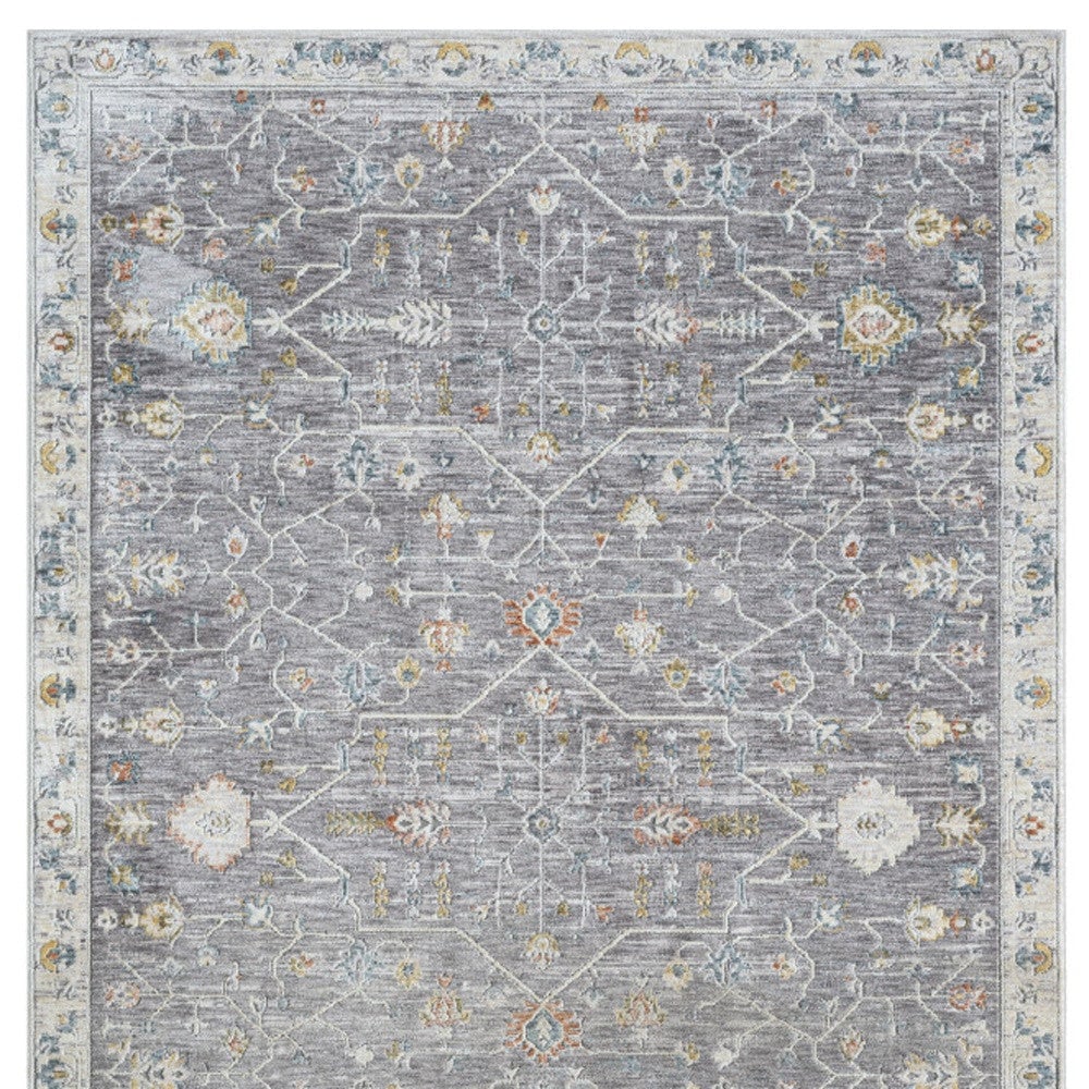 2 x 3 Gray and Ivory Floral Area Rug Image 1