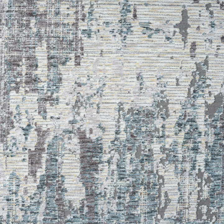 8 Runner Gray and Ivory Abstract Runner Rug Image 9