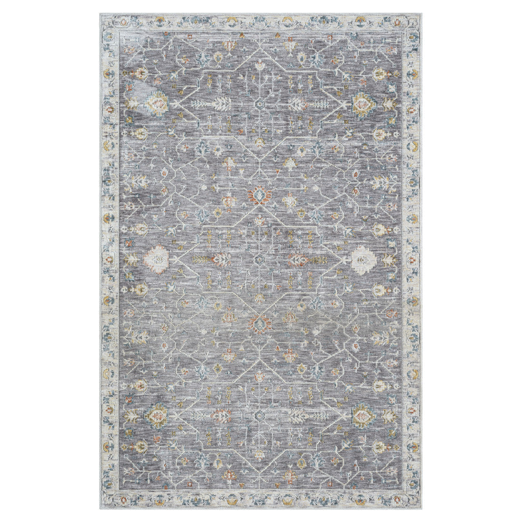 2 x 3 Gray and Ivory Floral Area Rug Image 6