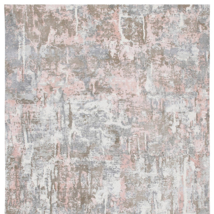 6 x 9 Gray and Pink Abstract Hand Loomed Area Rug Image 7