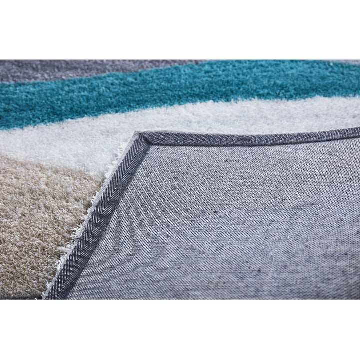 2 x 3 Gray Black and Blue Shag Hand Tufted Area Rug Image 2