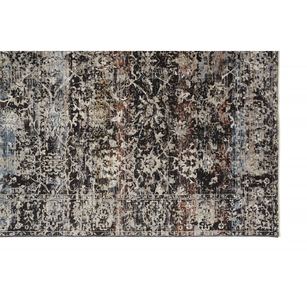 8 X 10 Gray Black And Red Abstract Distressed Area Rug With Fringe Image 9