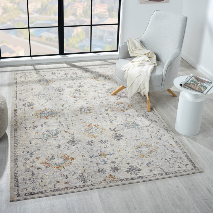 8 Runner Ivory and Blue Floral Runner Rug Image 2