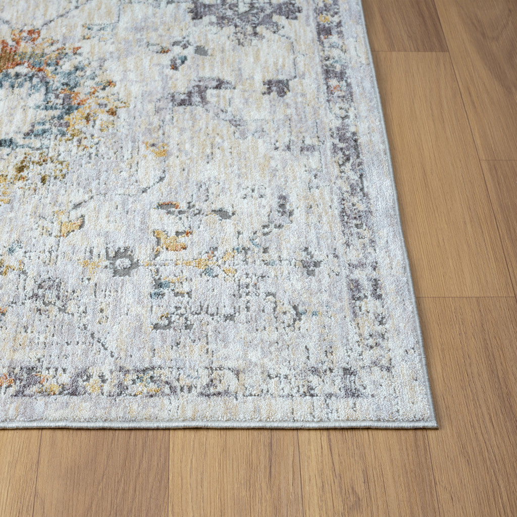 8 Runner Ivory and Blue Floral Runner Rug Image 5