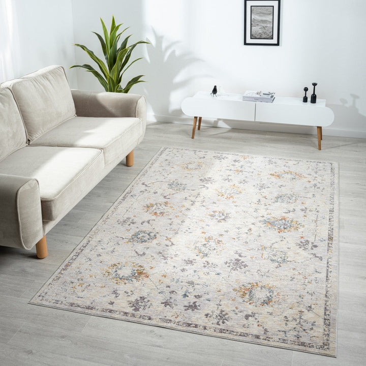 8 Runner Ivory and Blue Floral Runner Rug Image 6