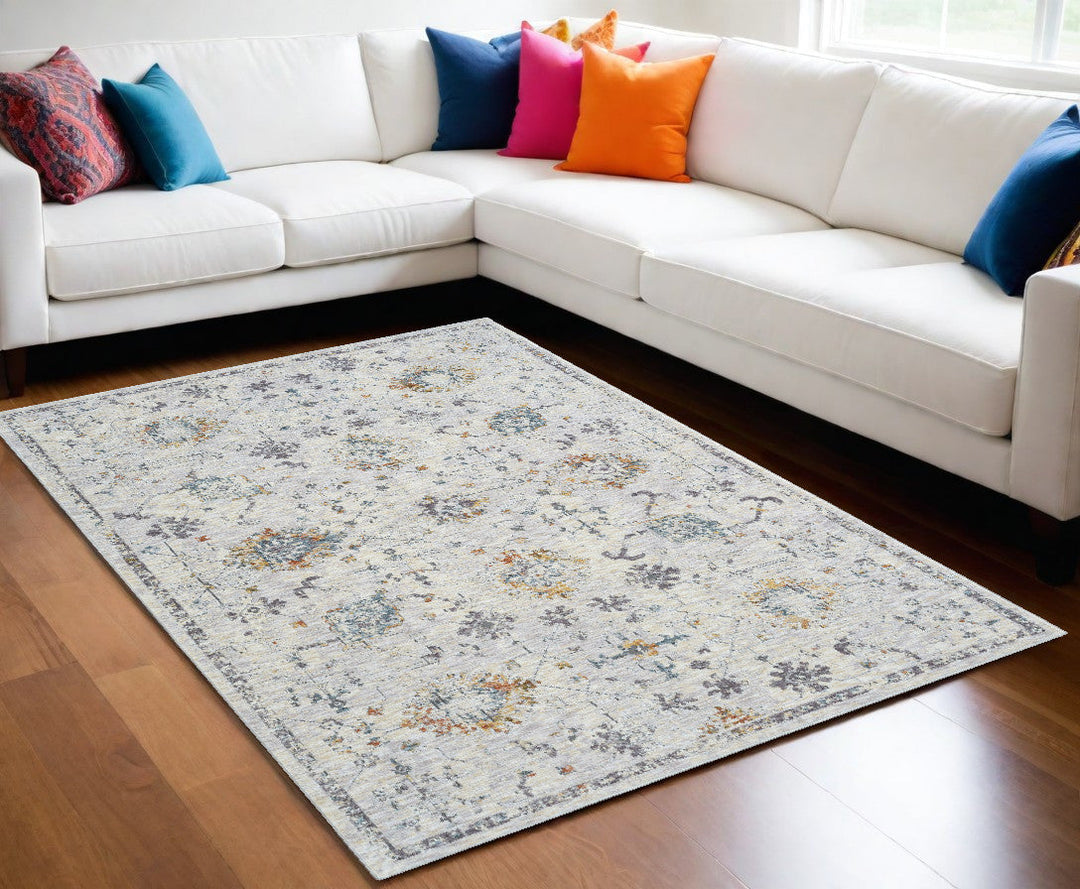 8 Runner Ivory and Blue Floral Runner Rug Image 8