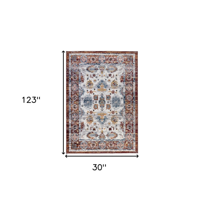 2 X 6 Brown Floral Power Loom Runner Rug Image 3