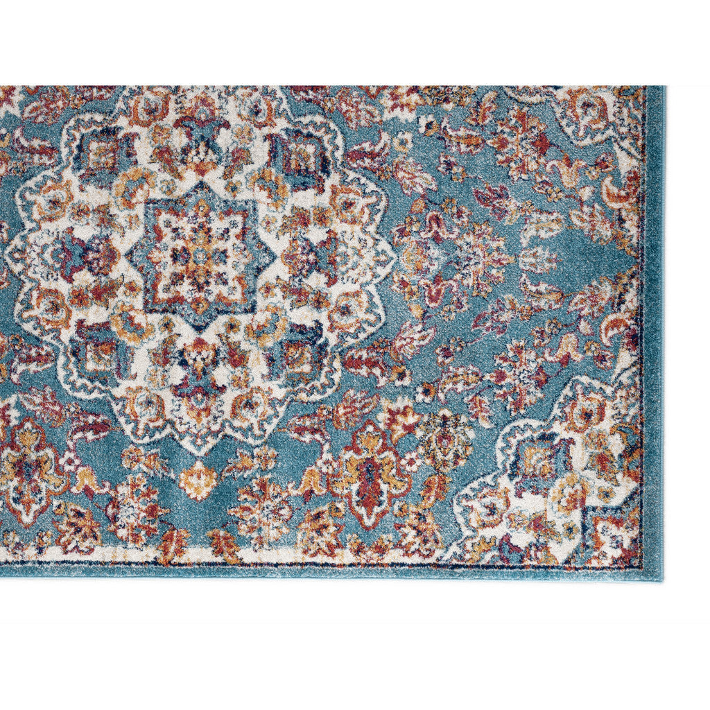 2 X 6 Blue Medallion Power Loom Runner Rug Image 11