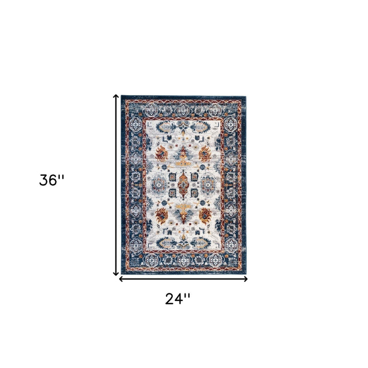 2 X 6 Brown Floral Power Loom Runner Rug Image 1