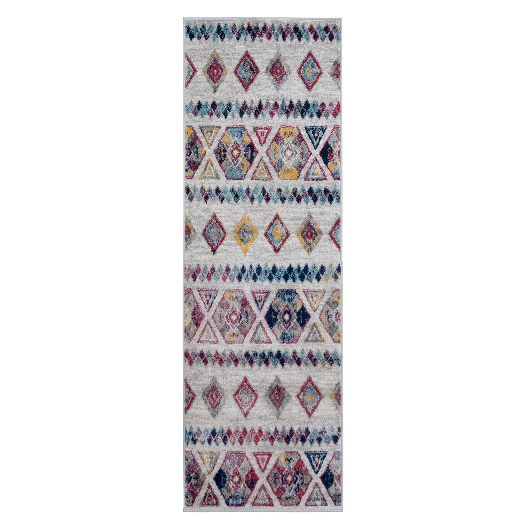 2 X 6 Ivory Geometric Power Loom Runner Rug Image 1